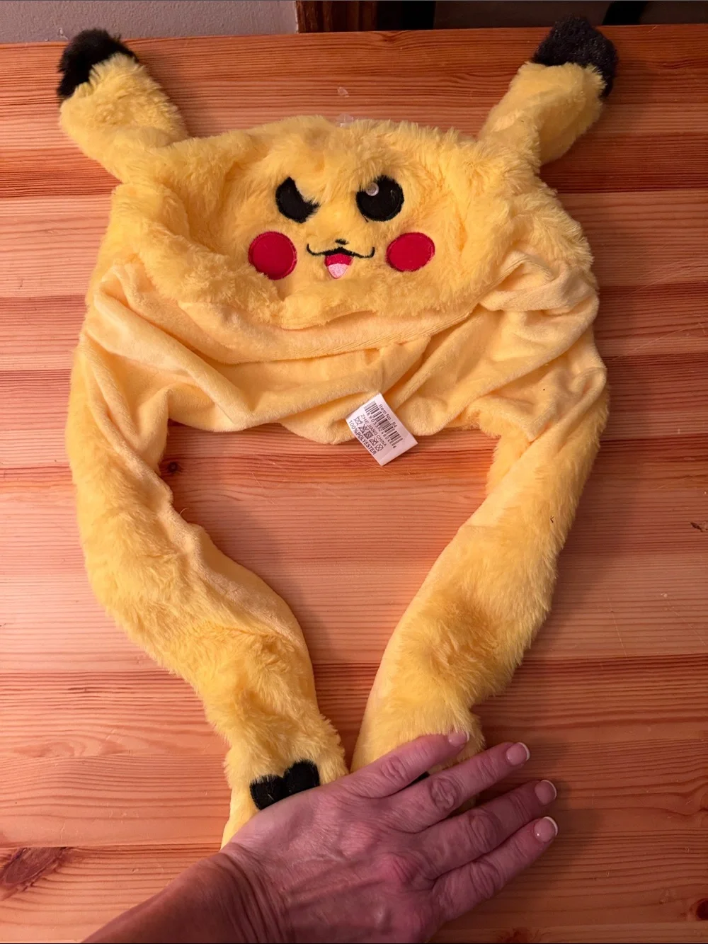 Pikachu Yellow Plush Character Hat for Kids - Cute Cheek Design